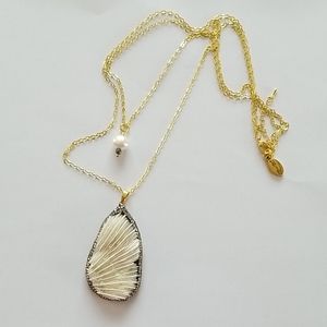 Coral & Pave' double layer necklace
